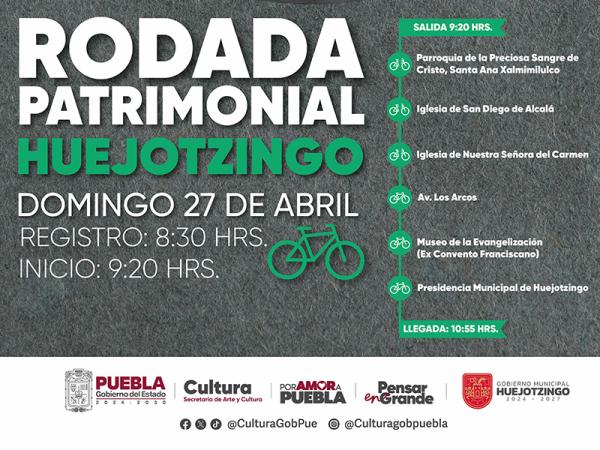 Secretaría de Arte y Cultura convoca a rodada patrimonial en Huejotzingo
