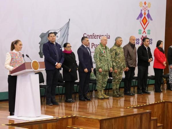 Destaca presidenta Sheinbaum reducción de delitos en Puebla